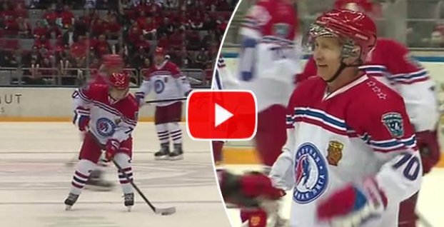 VIDEO: Putin strelil v exhibičnom zápase s hráčmi NHL osem gólov