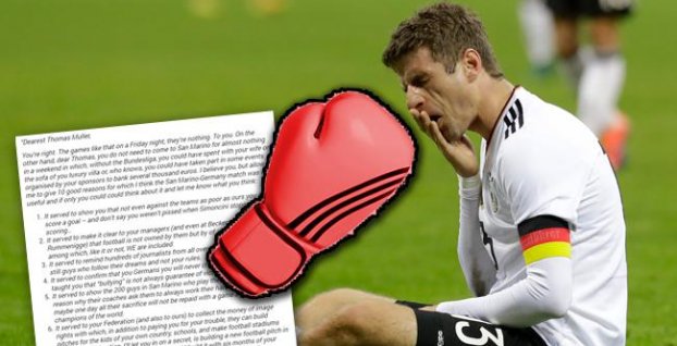 Thomas Muller zosmiešnil súpera. Dostal list, ktorý mu to 10-násobne vrátil!