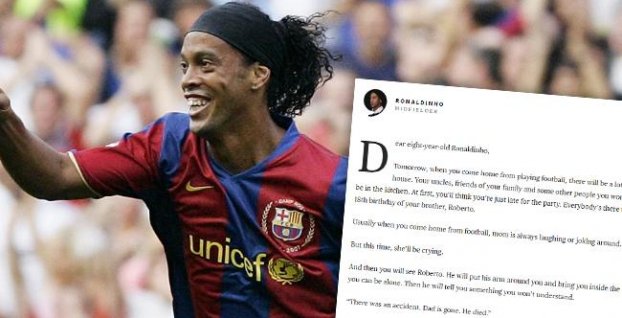 Ronaldinho napísal krásny list svojmu osemročnému ja. Je plný milých viet